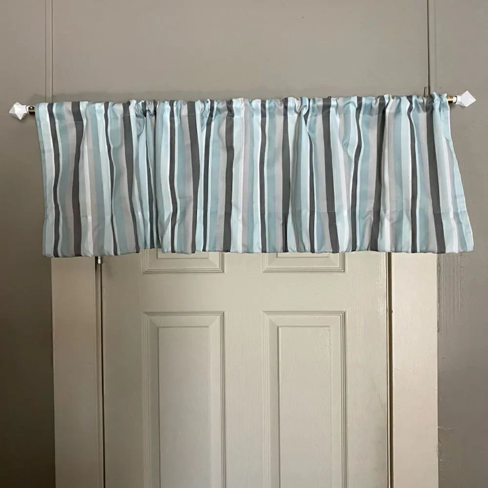 Essential home striped multi color curtain 2 panels available 56.5”x15.5”